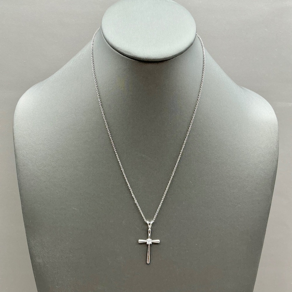 Lia Sophia Cross Necklace Women Silver Tone Solitaire Accent Religious Jewelry